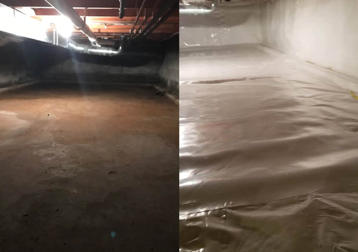 Crawl Space Encapsulation Before and After